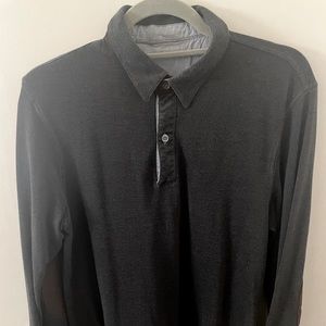 Long sleeve polo shirt with elbow patches